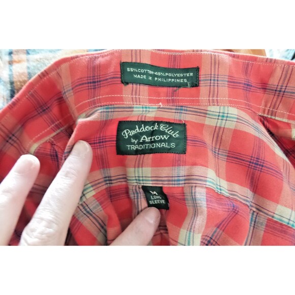 Paddock Club by Arrow Men's Long Sleeve Button Down Long Sleeve Plaid Medium - Picture 2 of 11